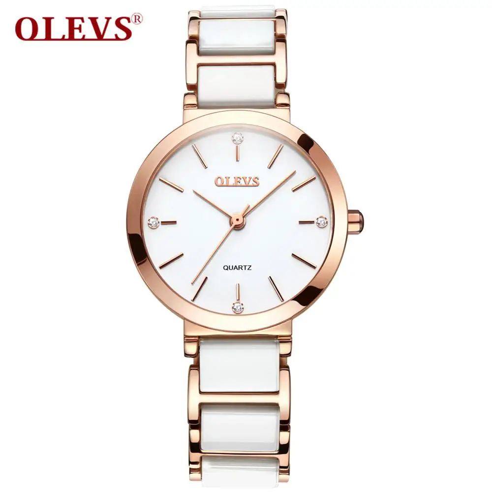 
2020 New Stylish Girls White Sport Watch Fashion Luxury Brand Gold Quartz Ladies Ceramics Bracelet Classic Women Wrist Watch 