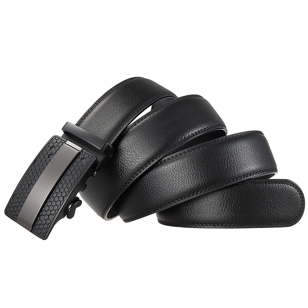 Factory OEM Brand Custom Mens Automatic Cowhide Leather Belts Leisure Fashion Ratchet Belt For Men Pants Waistband