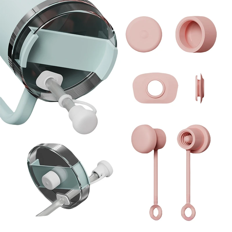 Stanley Cup Accessories Set Straw Cover Cap Fix Leak Stopper Lid Spill Plug Silicone Spill Stopper Set for Stanley Cup 40oz 30oz