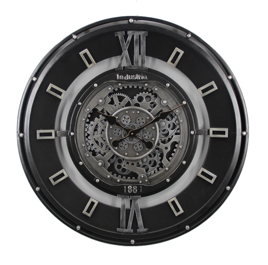 New Arrival Large Decorative Wall Clock With Vintage Roman Numerals Metal Skeleton Clock For Living Room Hotel Office Home Decor