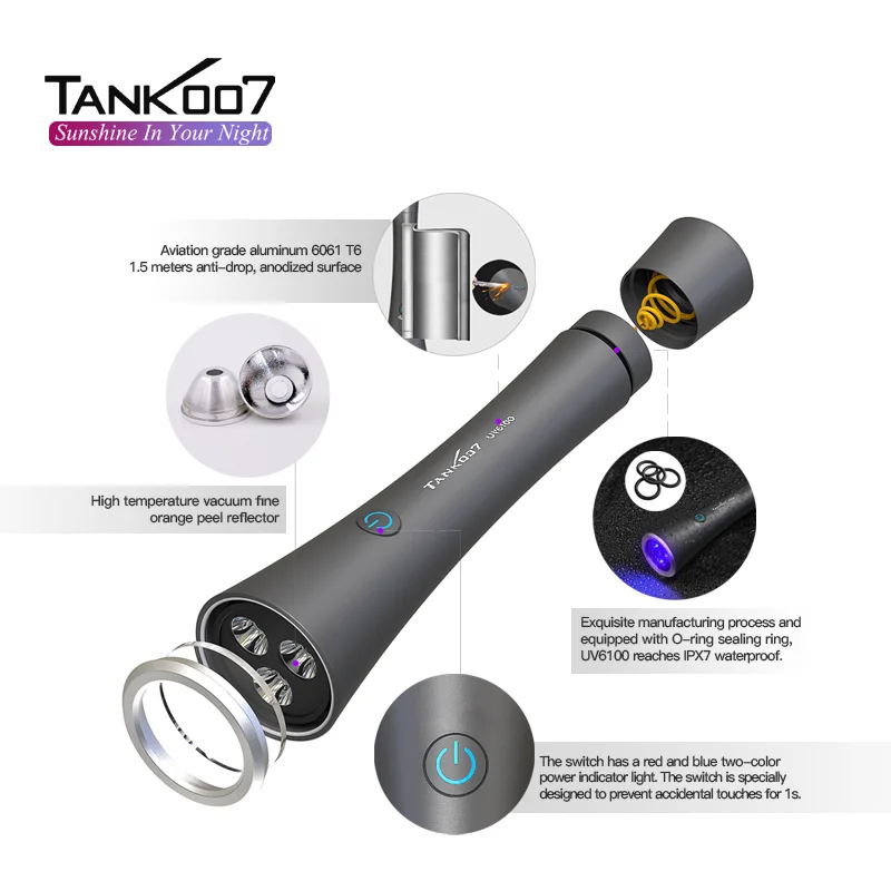 TANK007 OEM ODM 365nm UV Flashlight 3 in1 oil leak detection Blacklight Led linterna torchlight Pets Urine Stains uv Flash light