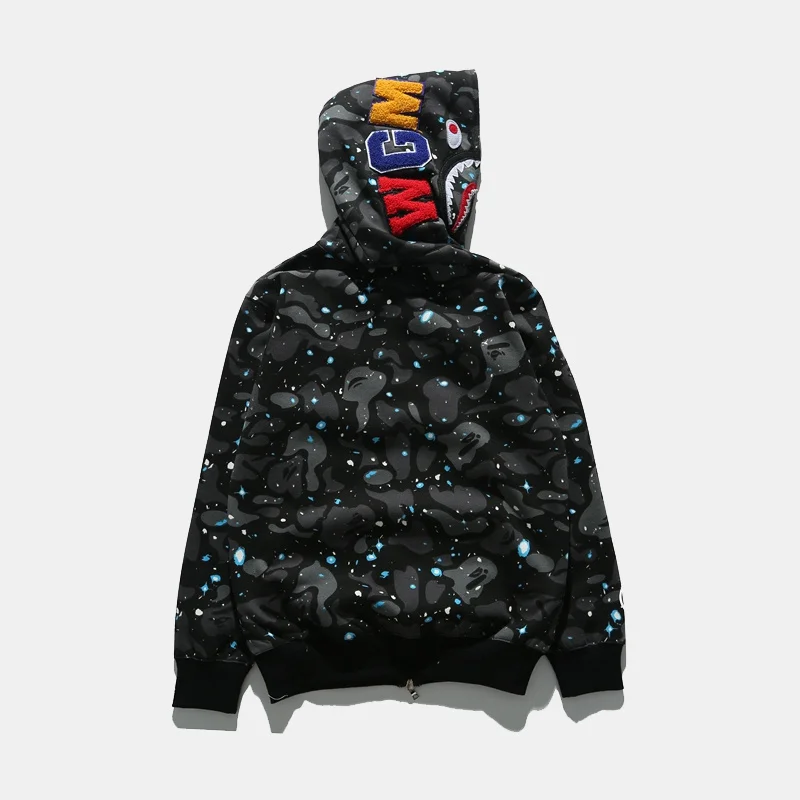 Wholesale Price Fashion Shark Bape Shark Hoodie Bape Light in the Dark Men Bape Sweatshirt With Full Zipper