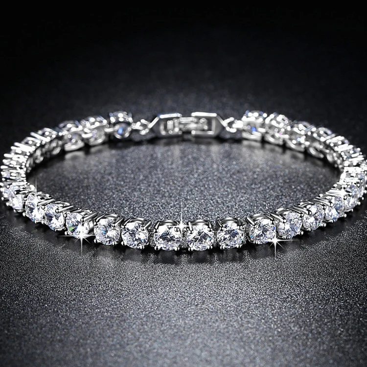 
Wholesale Silver Cubic Zirconia Bracelet Zircon Diamond Tennis Bracelet For Wedding Gift 