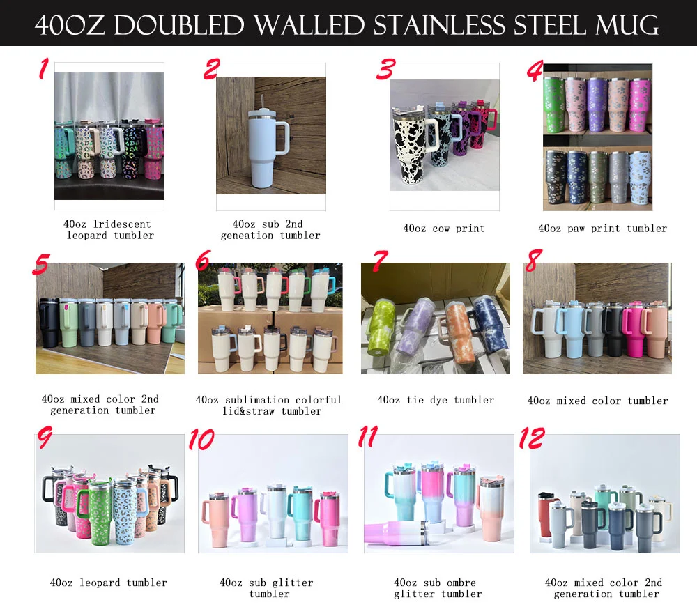 Hot-selling Custom Printed Stainless Steel Travel Tumbler 40oz Tumbler sublimation With handle