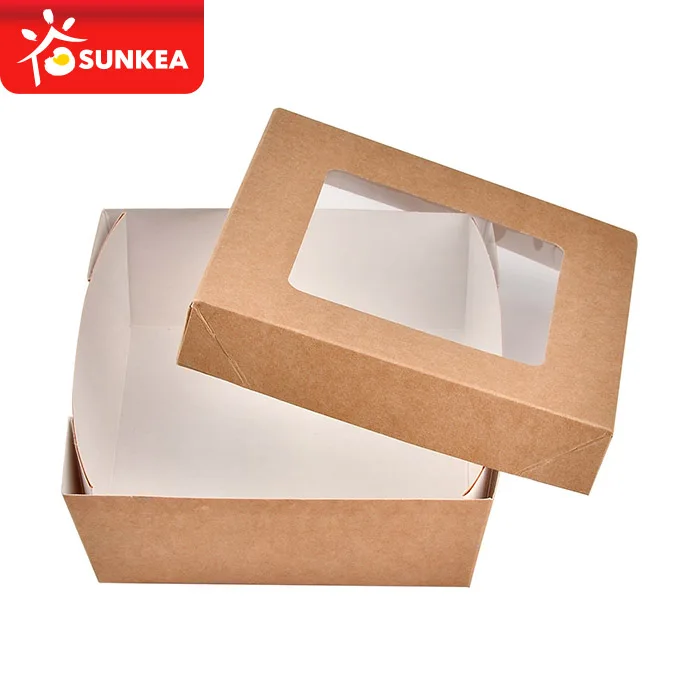 Fancy packaging paper window cake bakery box for cake with window