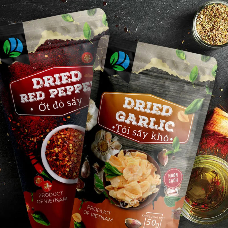 Custom Food Grade Stand Up Bag Plastic Pouch Spice Packaging Zipper Ziplock Bags