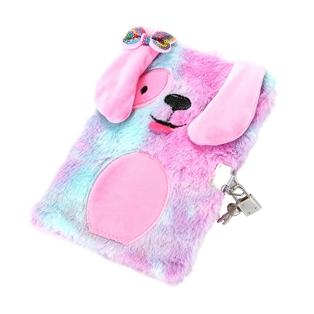 Блокнот А5 с собакой из мультфильма пушистый плюшевый мех блокнот ежедневник для девочек милый секретный дневник журнал замком подарка 2022