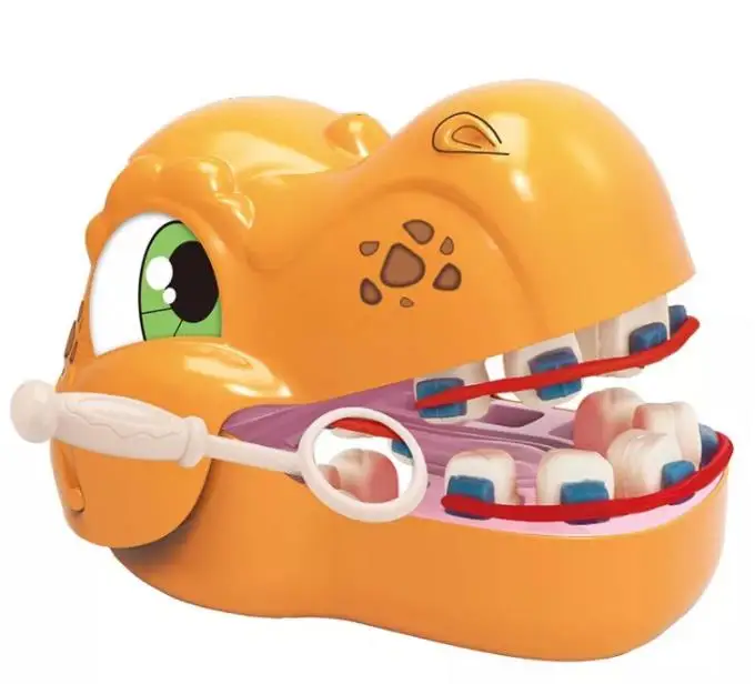 Little doctor Dinosaur Head Dental tool set 5 pieces increase knowledge interest in medicine plastic kids toys