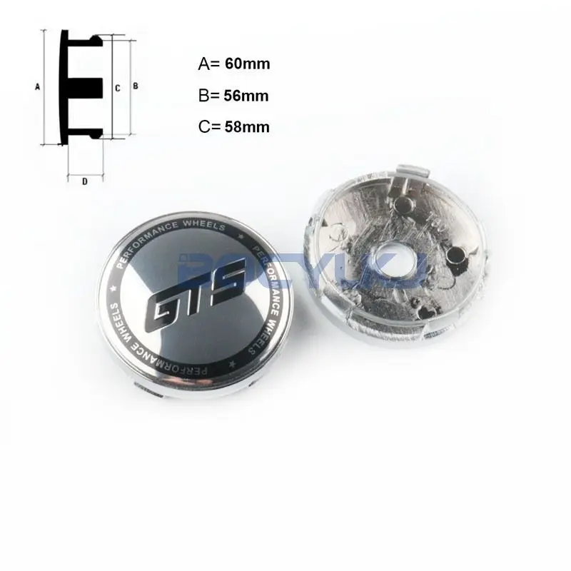 4pcs/lot 60mm GT5 Universal Car Modified Wheel Hub Cover Protection Wheel Rim Center Hole Emblem Stickers Exterior Accessories