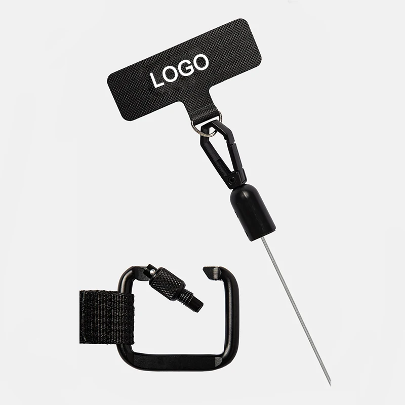 Custom logo Mult Function Lanyard Retractable Badge Reel Carabiner keychain with Stainless Cable Key Holder hook loop for phone