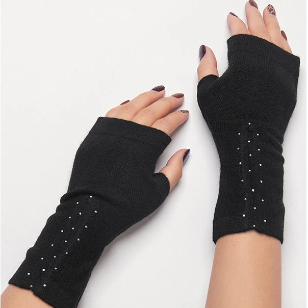 Женские полуперчатки со стразами чистые кашемировые перчатки мягкие теплые для рук разные цвета минимальный