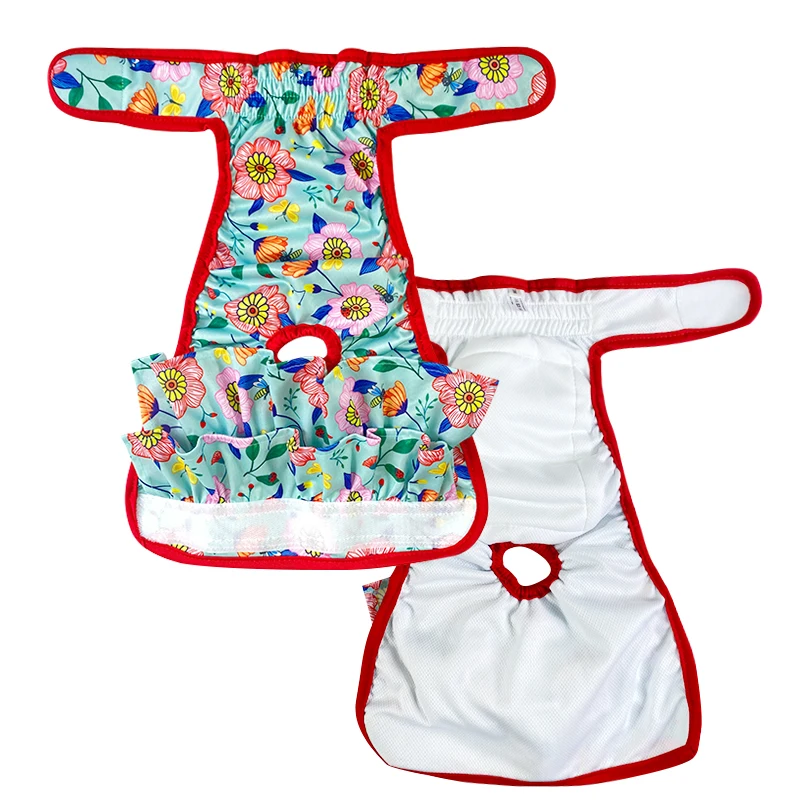 Female Dogs Reusable Diapers Adjusted Dog Underwear Cloth Pleated skirt style Pet Dog Diapers