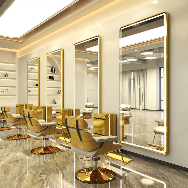 Wholesale New Design Salon Furniture Mirror Station Styling Espejo De Salon Barber Chairs Barber Stations Makeup Mirror