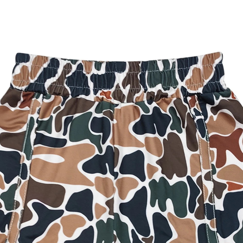 SS0354 High Quality Kids Clothing Set Camouflage Beige Shorts Casual Vintage Athletic Dress for Girls Size 2T Wholesale