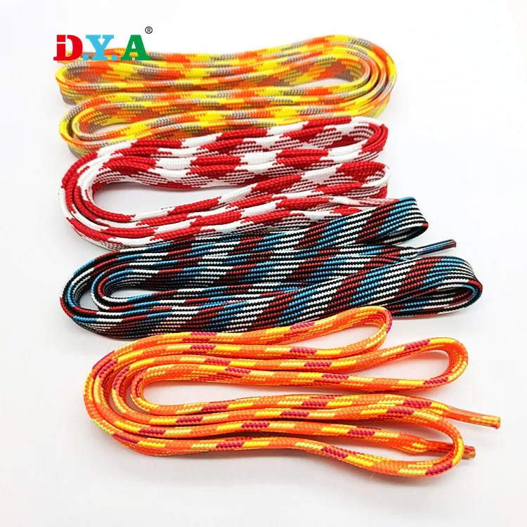 High Quality Custom 100% Polyester Braided Flat Shoelace with Transparent Plastic Tips