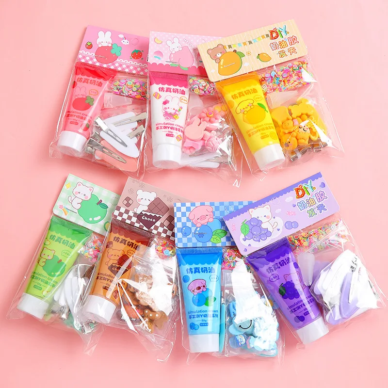 Kawaii Japan korea Style Kawaii Cartoon Diy Hair Clips Making Accessories Cream Glue