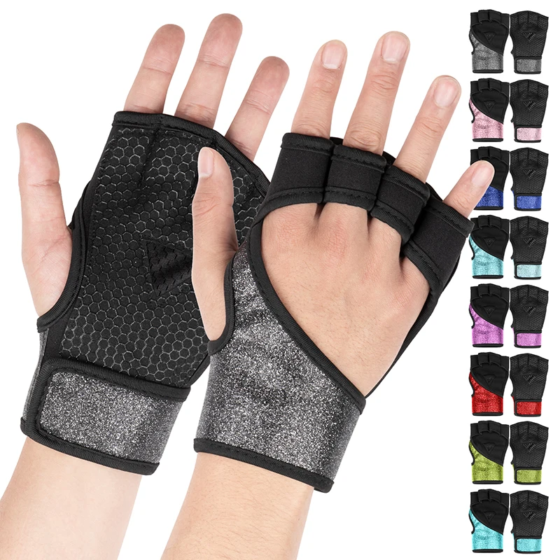MKAS Sequin Weightlifting Half Finger Fitness Palm Fitness Women Gloves Gym Weight Lifting Fitness Gymnastics Grips