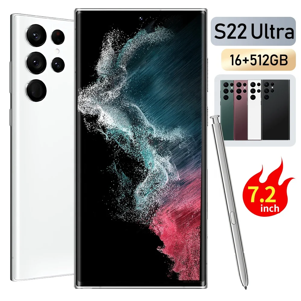 2023 new original Galaxy S22 Ultra 5G smart phone 16GB 512GB 7.2 inch 10-core built-in all-in-one machine with pen smart phone