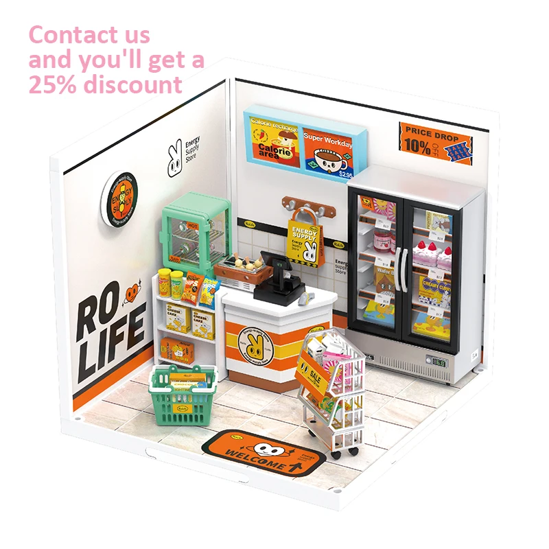 Robotime Rolife Contact Get 25% off 3D Plastic Puzzle DW002 Collectible Building Toy Kit DIY Miniature Doll House