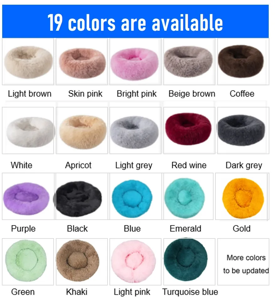 Multicolor Supplier Plush Calming Washable Cat Dog Bed Pet Sofa Donut Cuddler Waterproof Fluffy Pet Bed For Dog