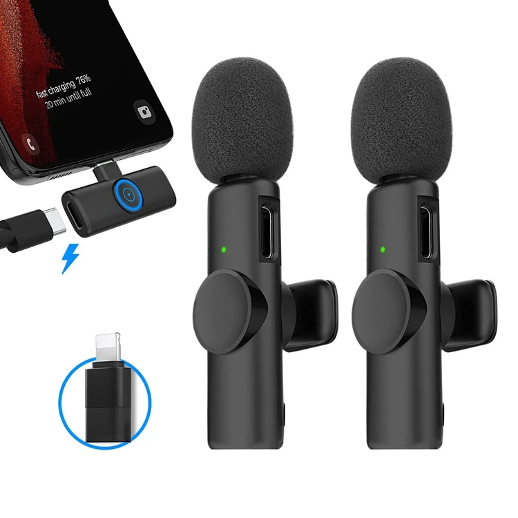 2.4g Tiny Mobile K9 K8 Mic For Youtube Mini Lavalier Lapel Microphone Professional Wireless Microphone Wireless Mic For Phone