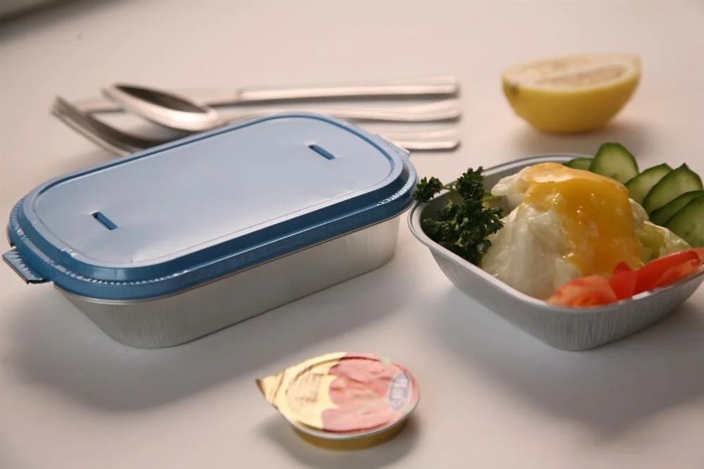 Aluminum Foil Pan Airline-Inflight Catering Disposable Tray with Lid Food Grade for Packaging for Foil Pan Containers