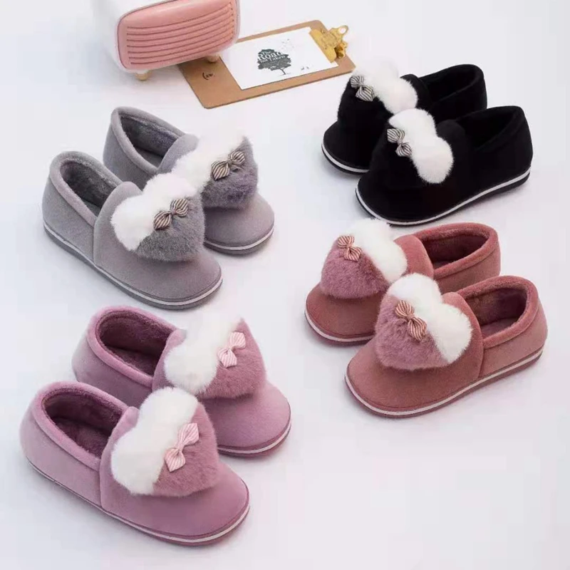 Heart-shaped TPR Winter Fluffy Splush Slipper Winter Half Slipper For Women Winter Indoor home Shoes Flat Warm Slippers Sneaker