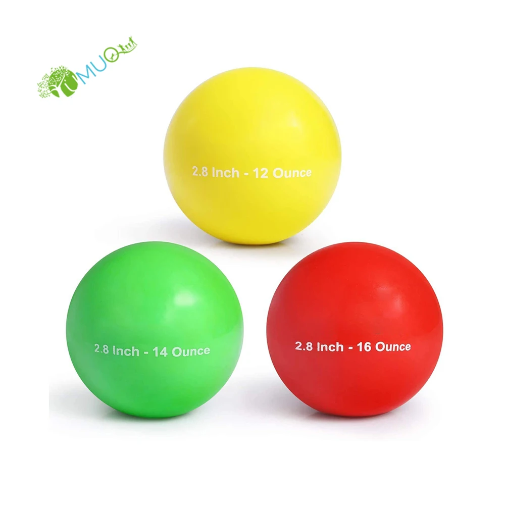 YumuQ Professional 3 Pack 12/14/16OZ Flat Seam Plastic Weighted Baseball/Softball Practice Balls