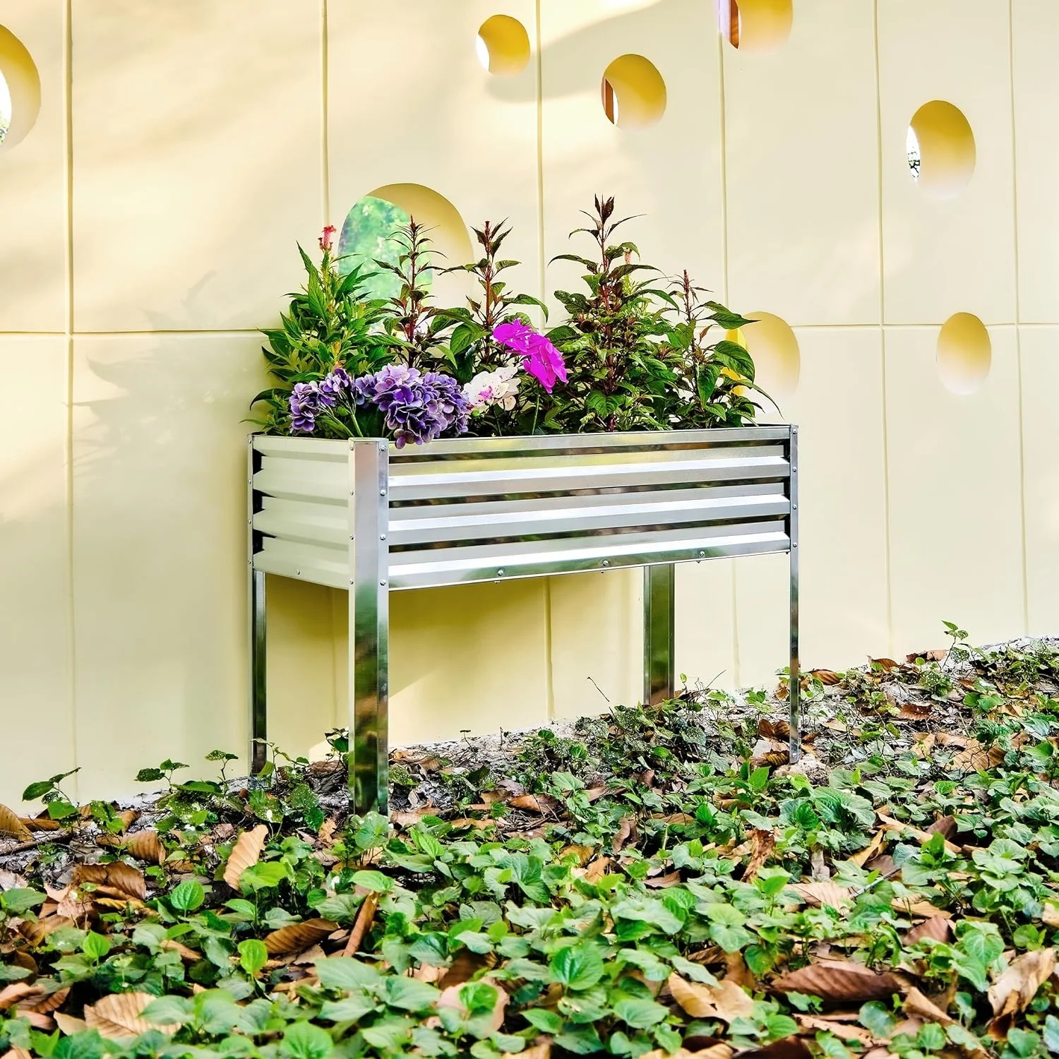 Metal Elevated Raised Planter Box for Vegetables Flowers Herbs, Garden Boxes Outdoor for Backyard