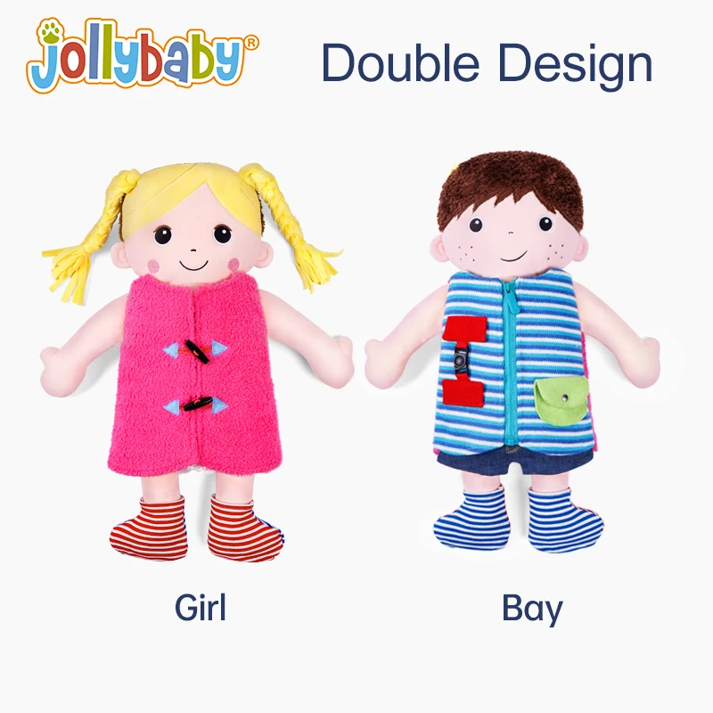 Jollybaby 2 в 1 двухсторонние Игрушки для мальчиков и девочек детские игрушки занятые дошкольными жизненными навыками тканевая застежка Детская кукла обучения