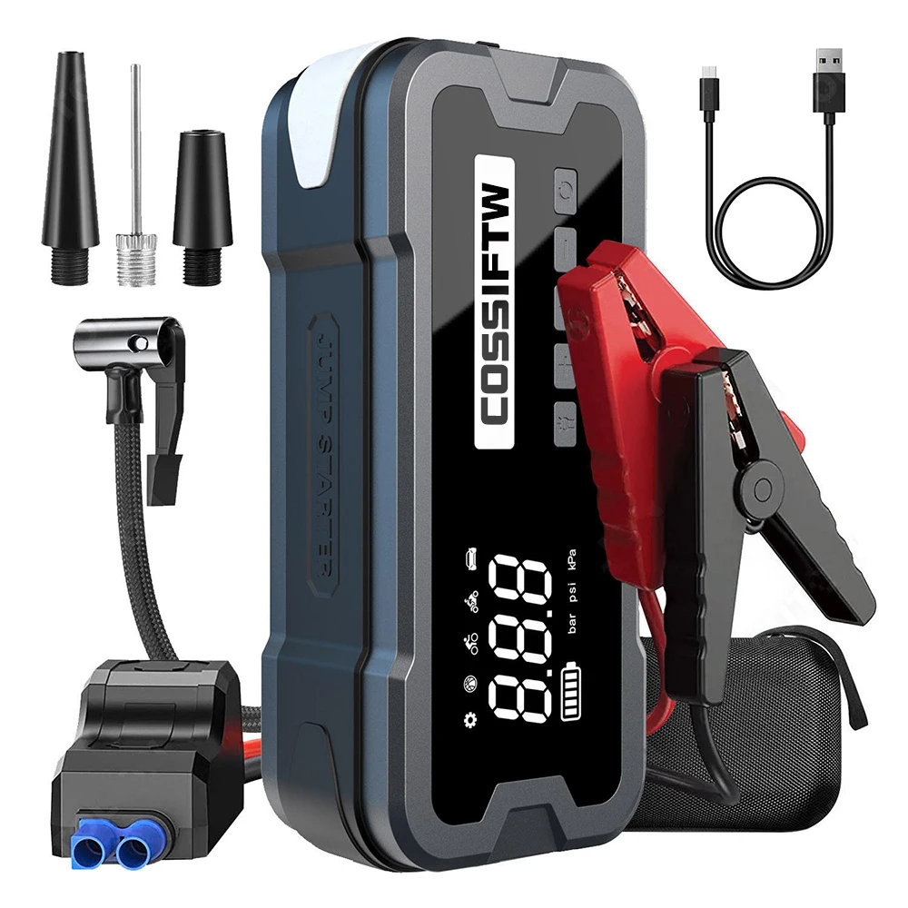 Factory Wholesale 12v Super Capacitor 150PSI High Power Booster Tire Inflator Air Pump Car Jump Starter With Air Compressor