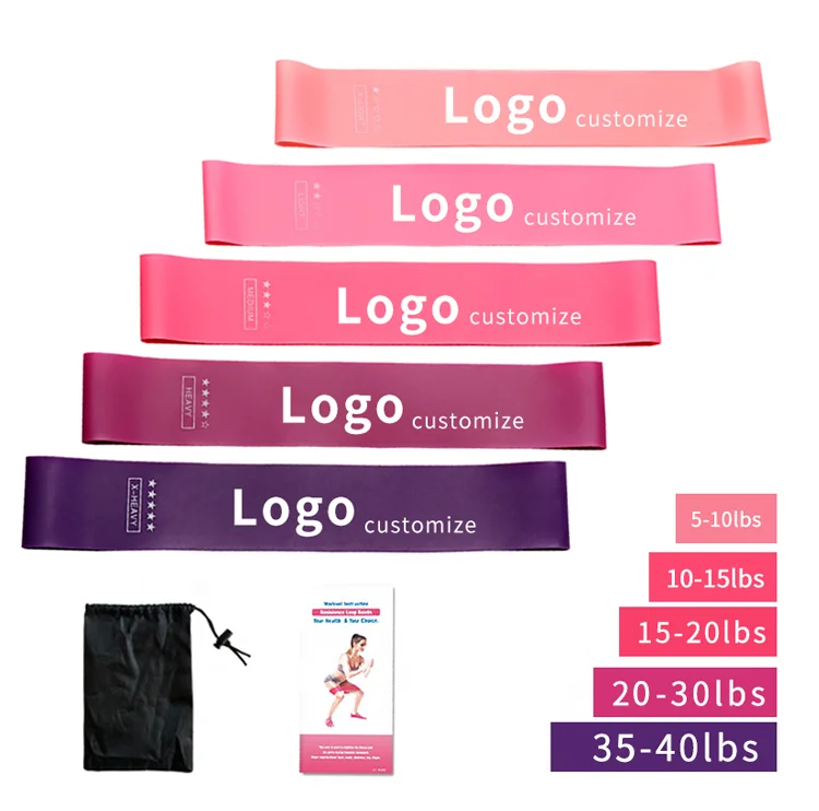Amazon hot sell Low MOQ Wholesale Custom Logo Fitness Gym Yoga Hip Exercise Latex Resistance Bands Set