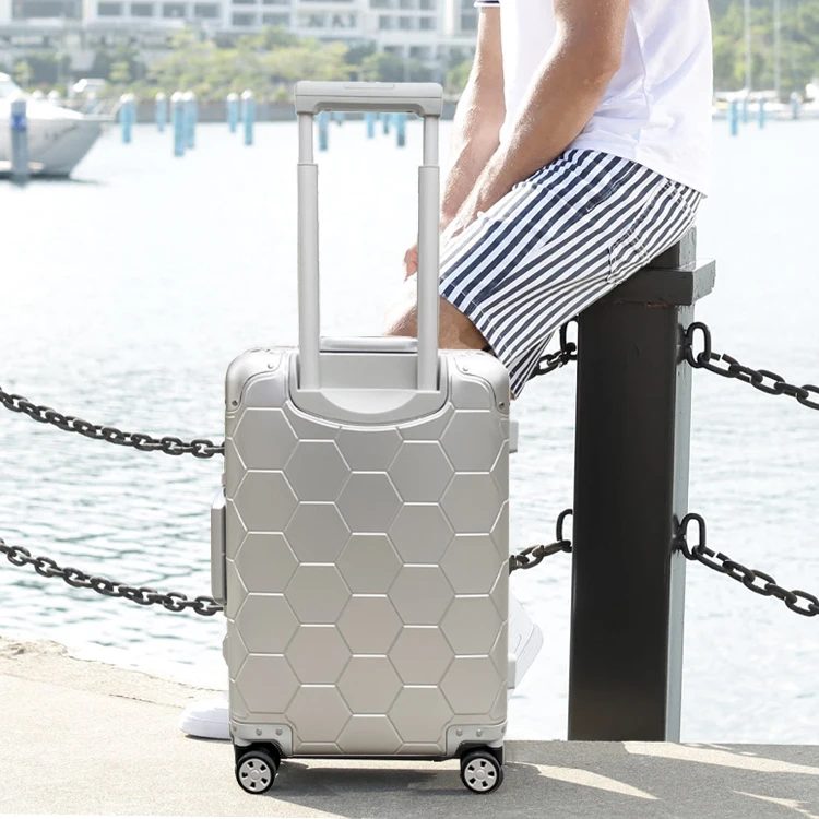New Design Polyester Lining Luggage Trolley Bag Aluminum Suitcase With 4wheels