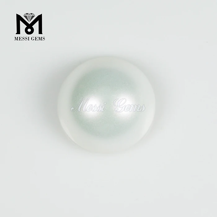 New Unique Round Smooth Cabochon 16.0mm White Glass Pearl