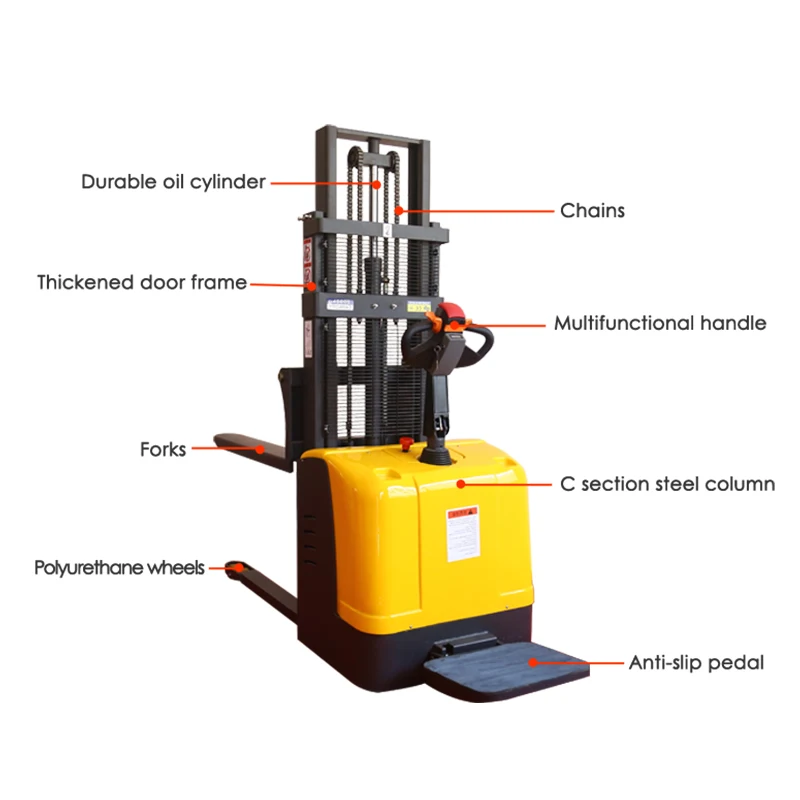 full electric pallet stacker forklifts machine 1ton 1.5ton container automatic walkie hydraulic stackers & reclaimers
