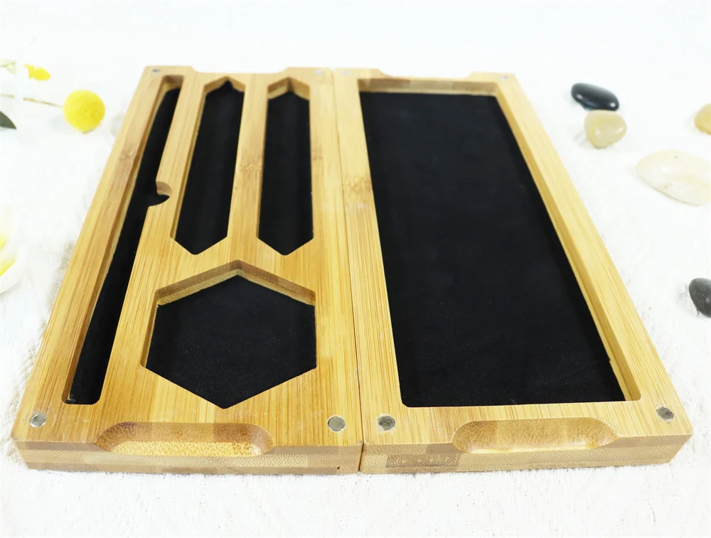 Tablet Stand Miniature Storage Classics Tabletop Version Games Bamboo wooden Hardwood DND Dice game box Tray with magnet lid