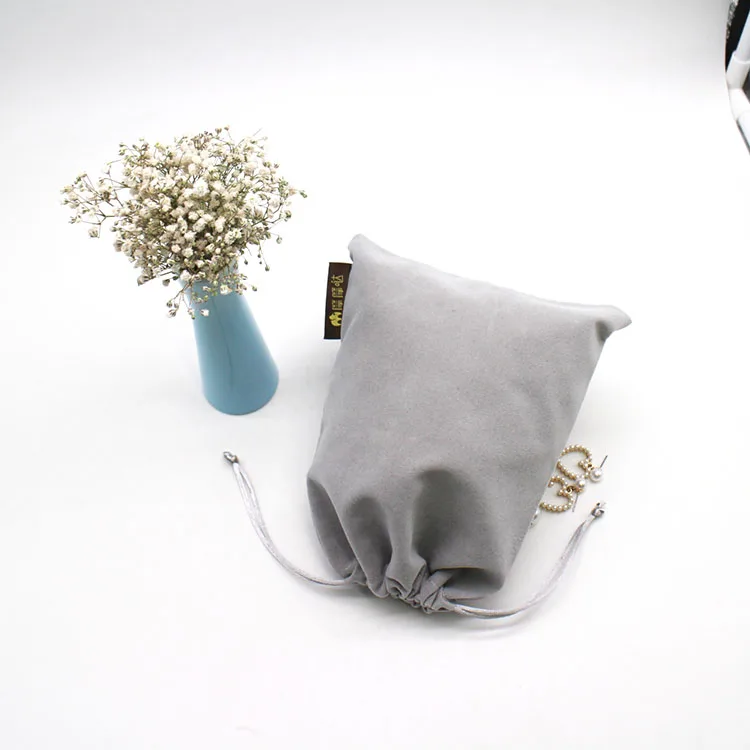 
New design customized white velvet jewelry drawstring gift bag with logo 