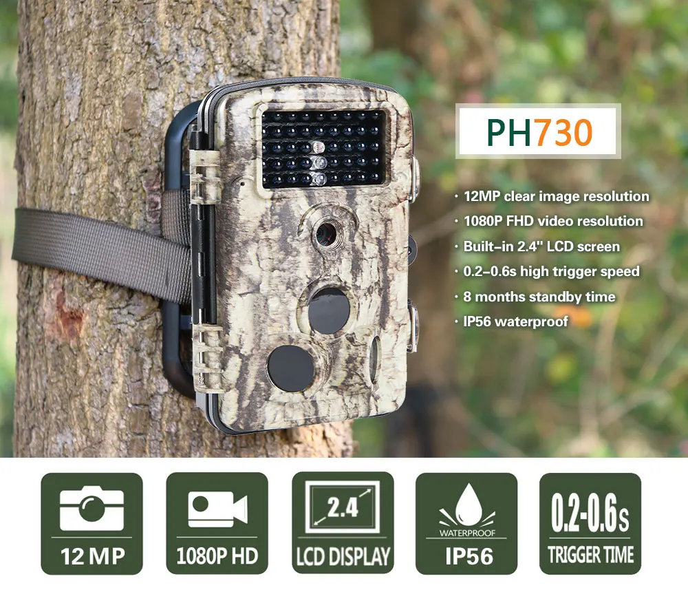 Trail Camera 120 Degree Wide Angle Detection Game Hunting Camera 12MP 1080P Wildlife Camera for Wildlife Farm and Home Security