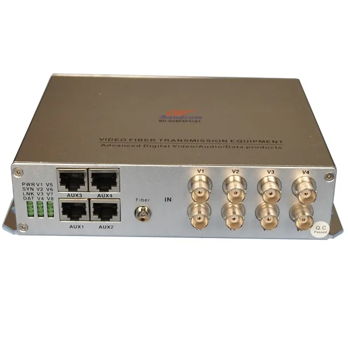 8 channel BNC video data ethernet to fiber media converter