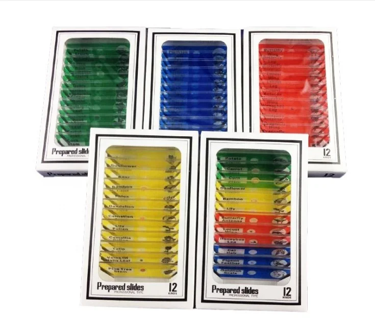 Plastic Prepared Microscope Slides for Kids 48pcs Animals Insects Plants Flowers Sample Microscope Slides with Specimens