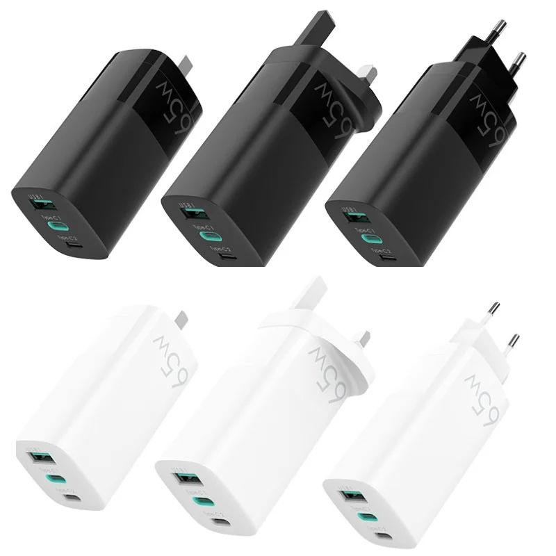 USB C Charger 65W GaN Charger 3 Ports Foldable PD3.0 Wall Fast Charger Phone Block for iPhone 13