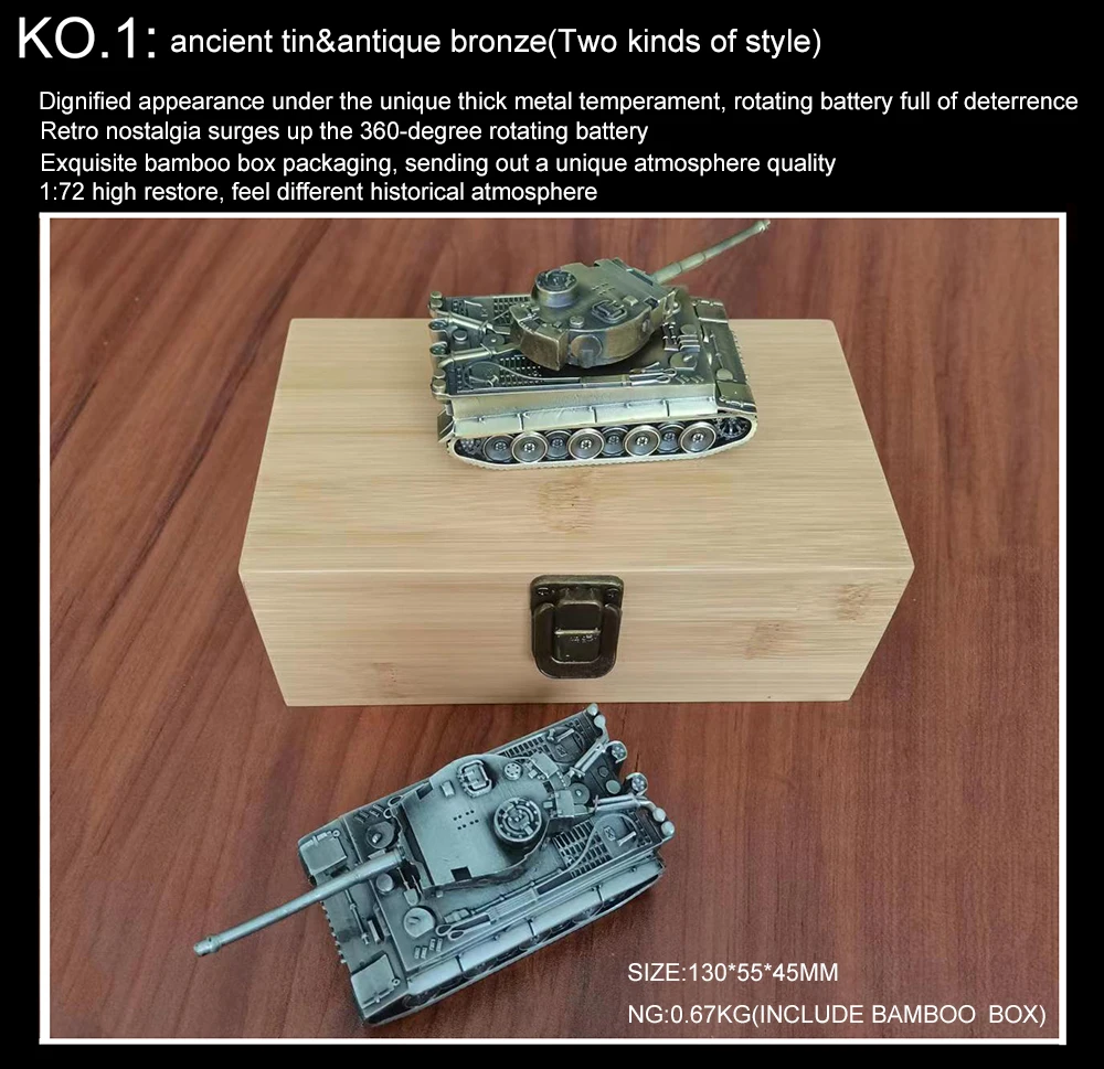 Metal alloy  Tiger tank  Ornaments 360 degree of the Gun high hand-made can custom