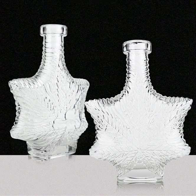 Wholesale 700ml 750ml unique shape glass bottle XO brandy bottle with crown cap