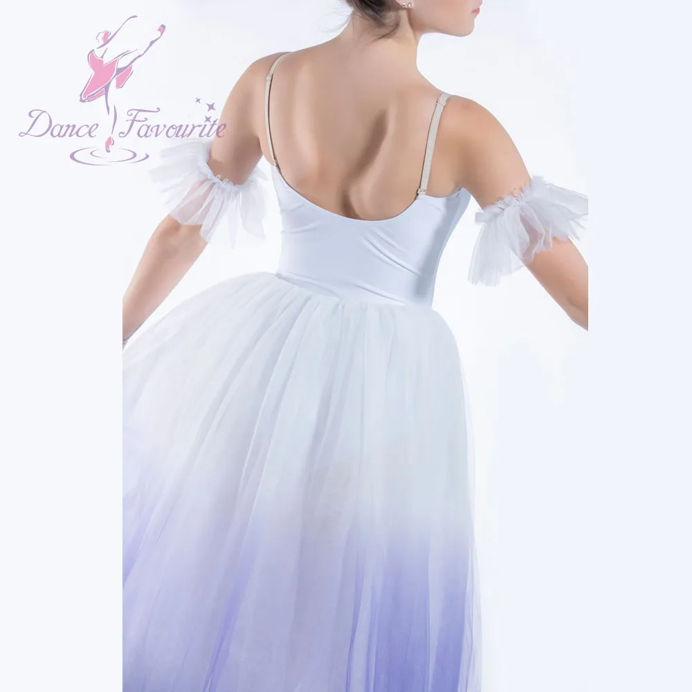 19335 Ombre purple romantic tutu skirt spandex white bodice with soft tulle tutu ballerina dance costume