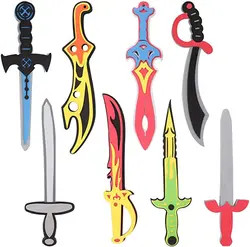 Foam Swords 8 Pack Weapons Toy Set for Kids | 8 Unique Designs Ninja Pirate Warrior Viking Swords Assorted