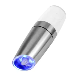 One Hand Operation Stainless Steel Spice Mill Automatic Gravity Induction Electric Salt And Pepper Grinder With Blue Led Light