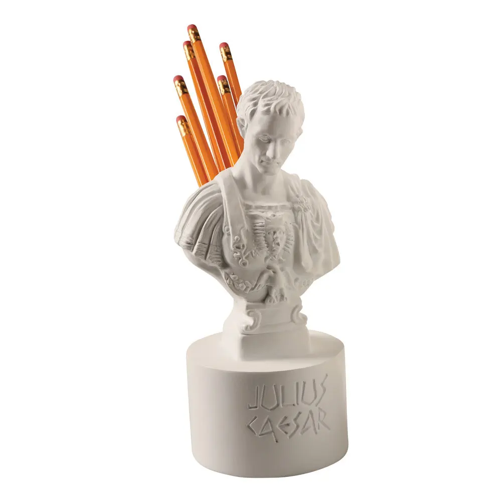 Accessory Resin Desk Statue Julius Caesar Office Desk Organizer Penholder Ides Of March Pen And Pencil Holder
