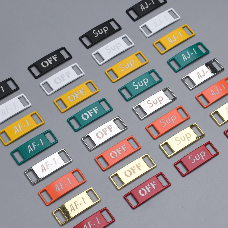 Engraving Logo Metal Af1 Aj1 OFF SUP Printing Logo Shoe Laces Lock Sneaker Shoelace Tag Dubrae Charm Decorations charm