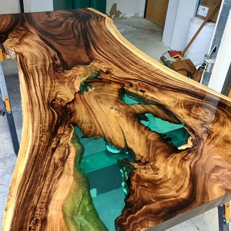 Luxury nature wood epoxy resin table oak wood resin table for meeting room