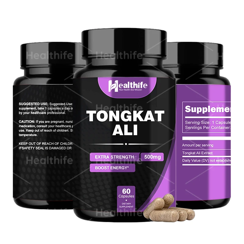 Healthife Tongkat Ali capsules 500mg/60caps/Bottle Eurycomanone Powder 1% 3% 5% 10% Tongkat Ali Extract